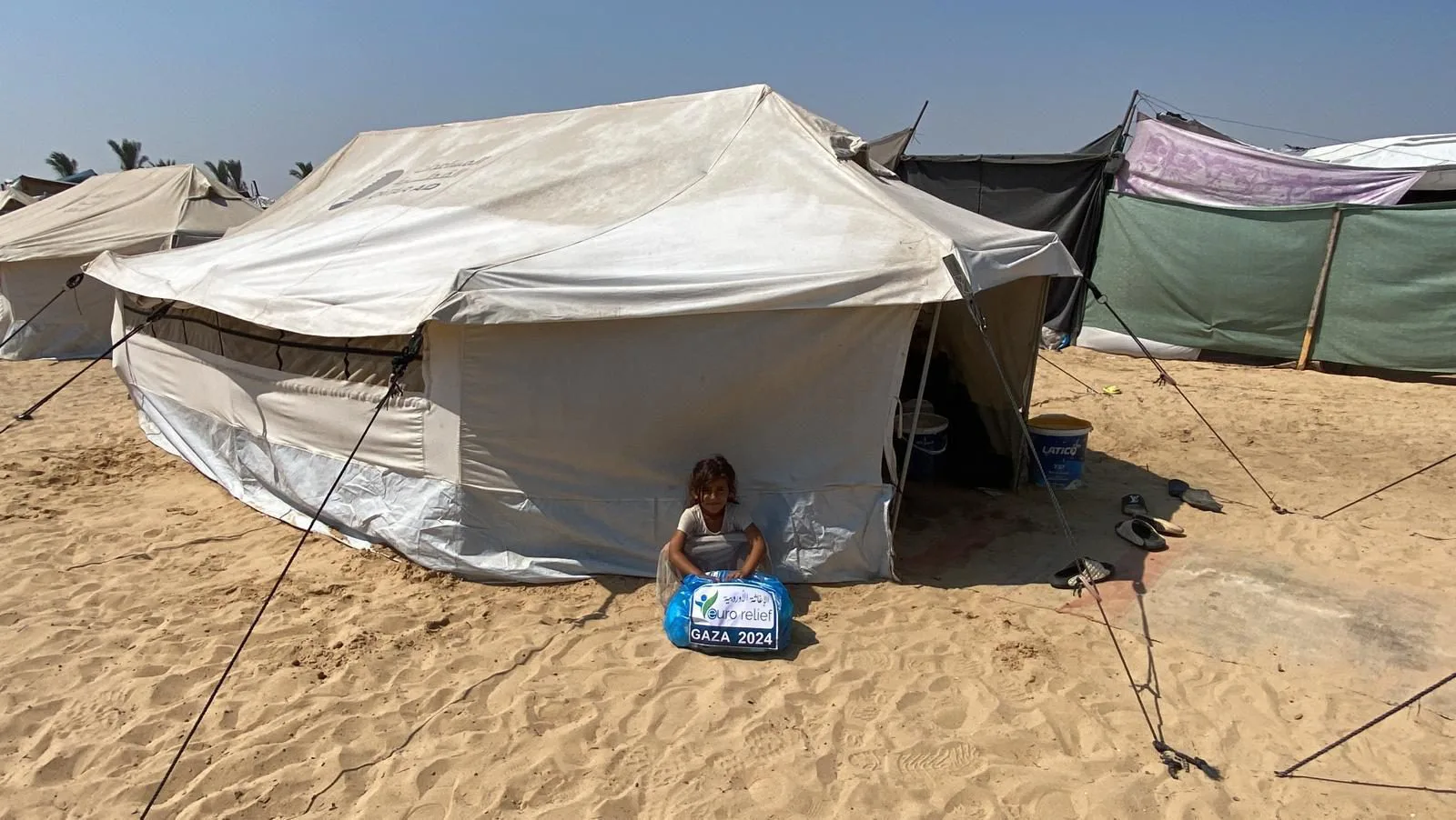 A family shelter in a displacement camp