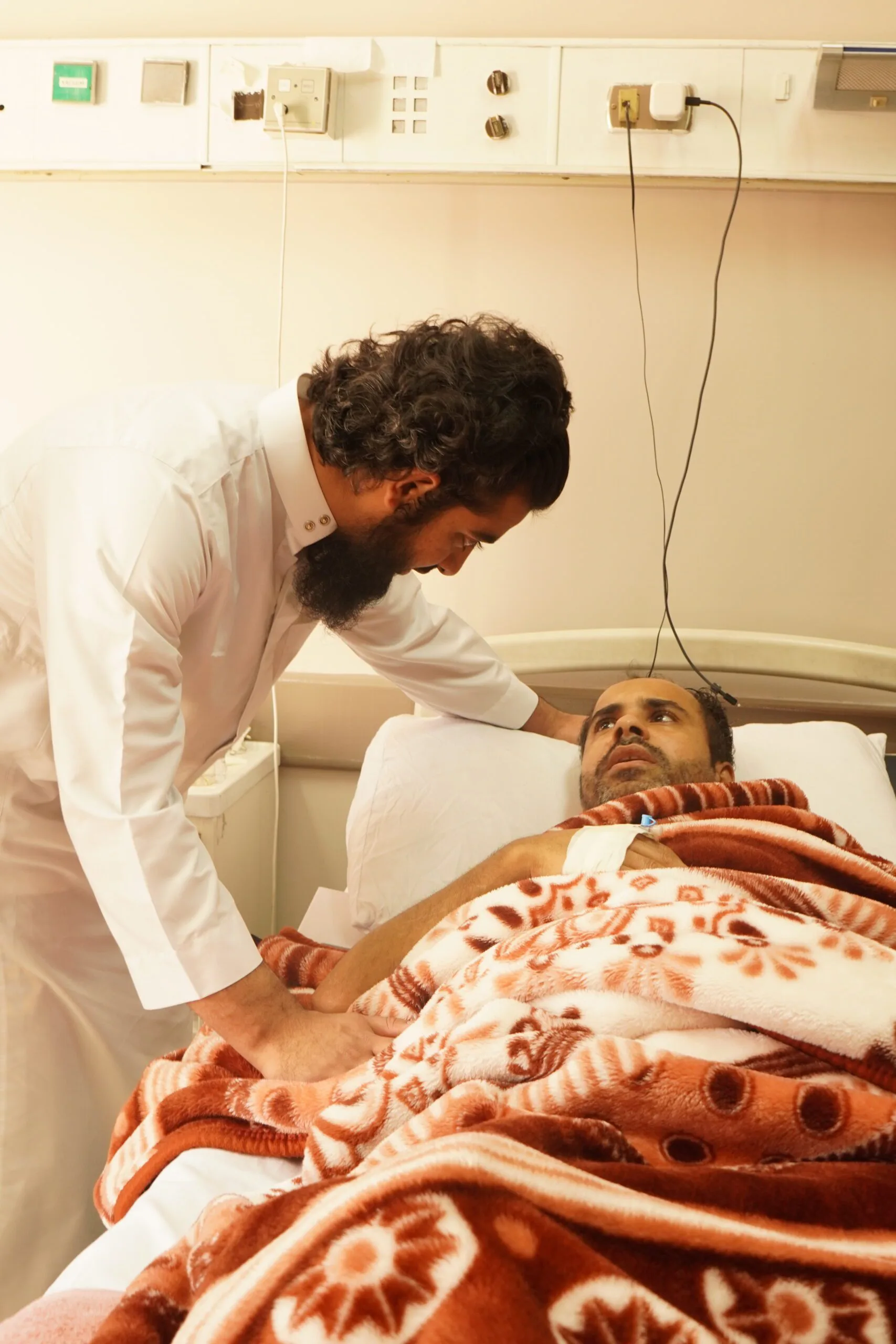 A patient receiving medical care